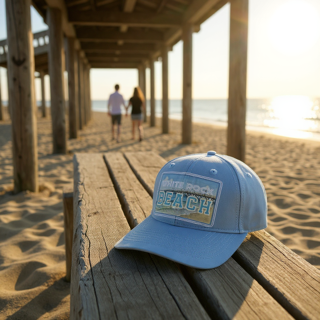 White Rock Beach Blue Hat