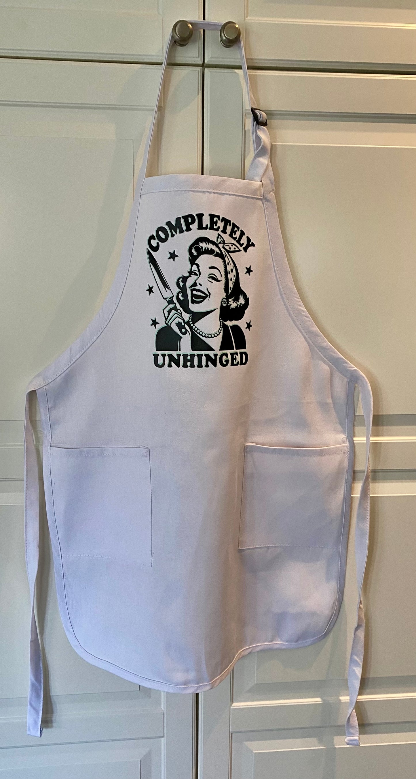 Completely Unhinged Apron (White)