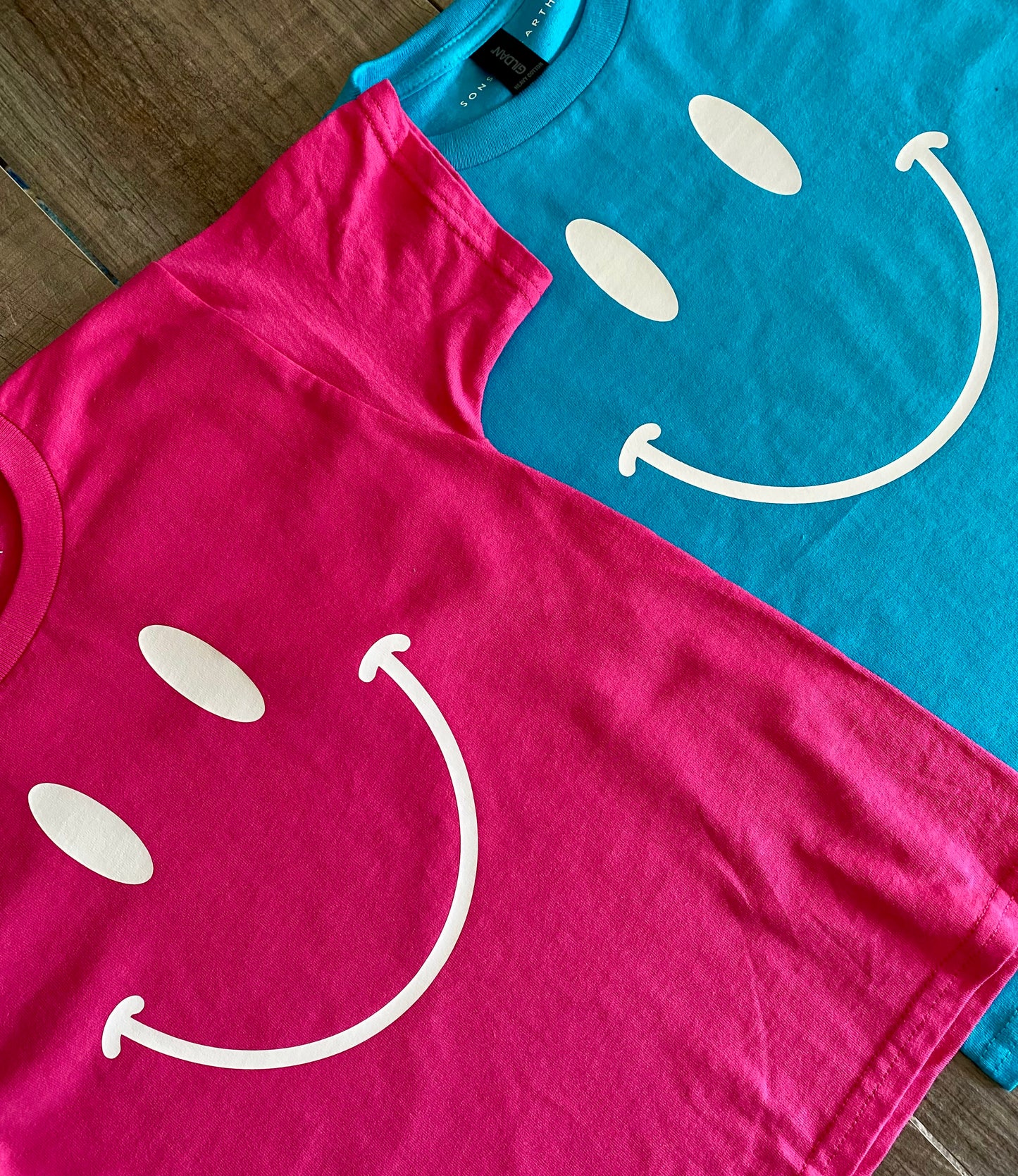 Happy Face Youth T-Shirt (Pink & Blue)