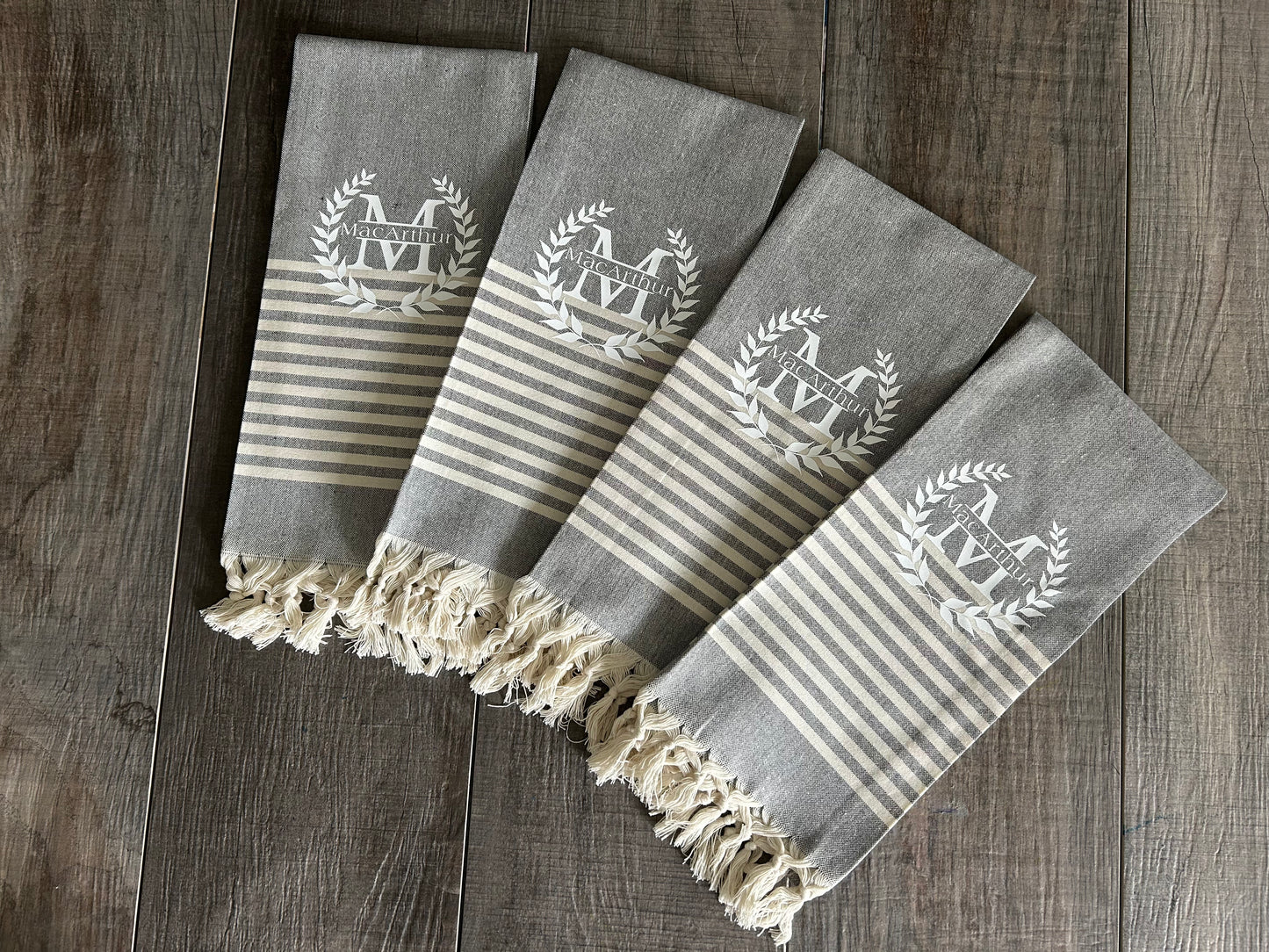 Set of Two Personalized Monogram Tea Towels