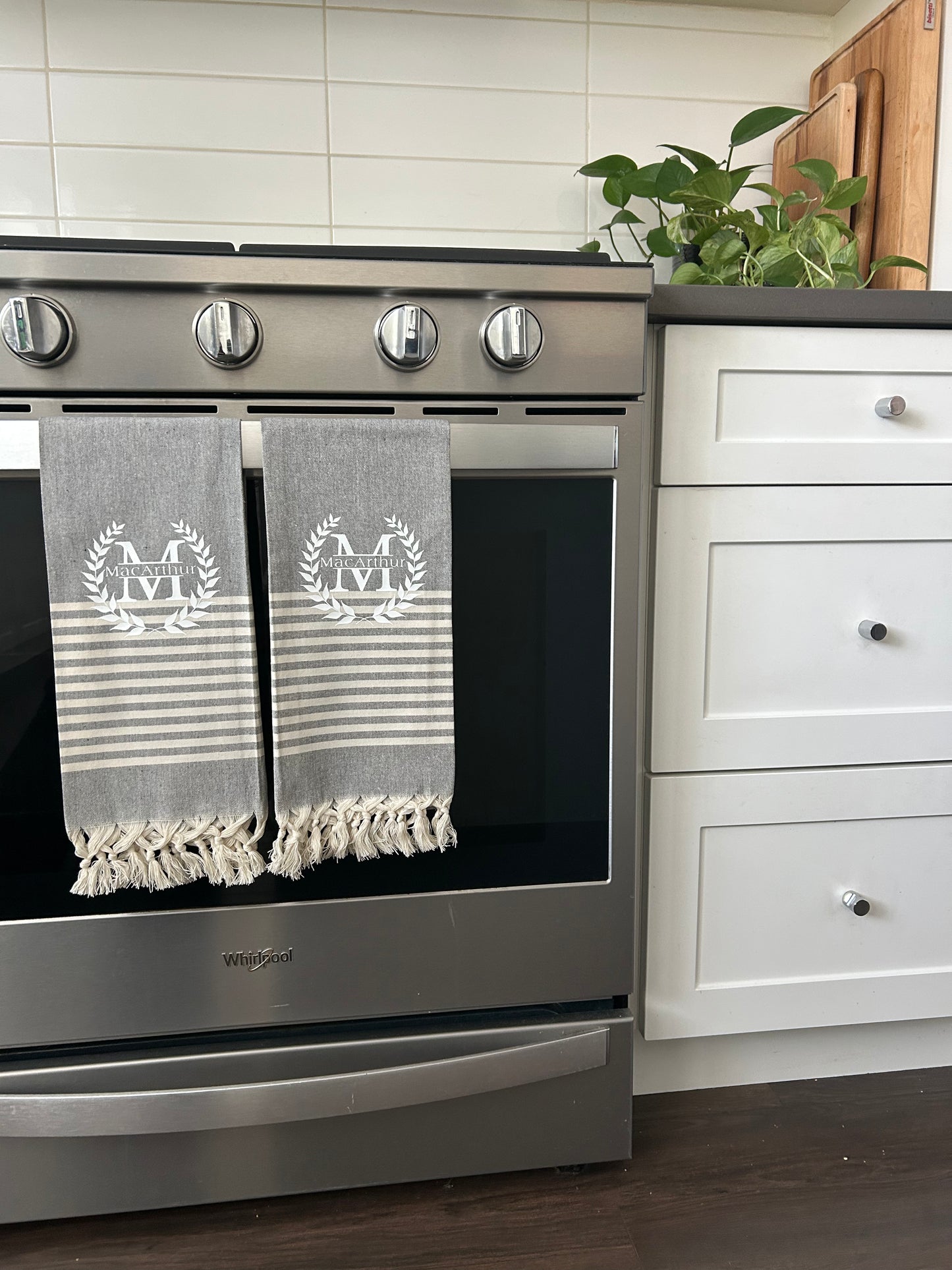 Set of Two Personalized Monogram Tea Towels