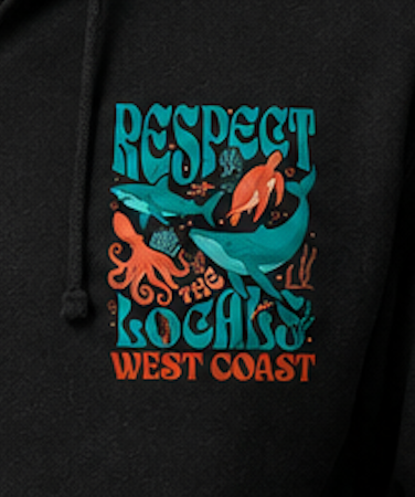 Respect the Locals WEST COAST Zip Up Hoodie