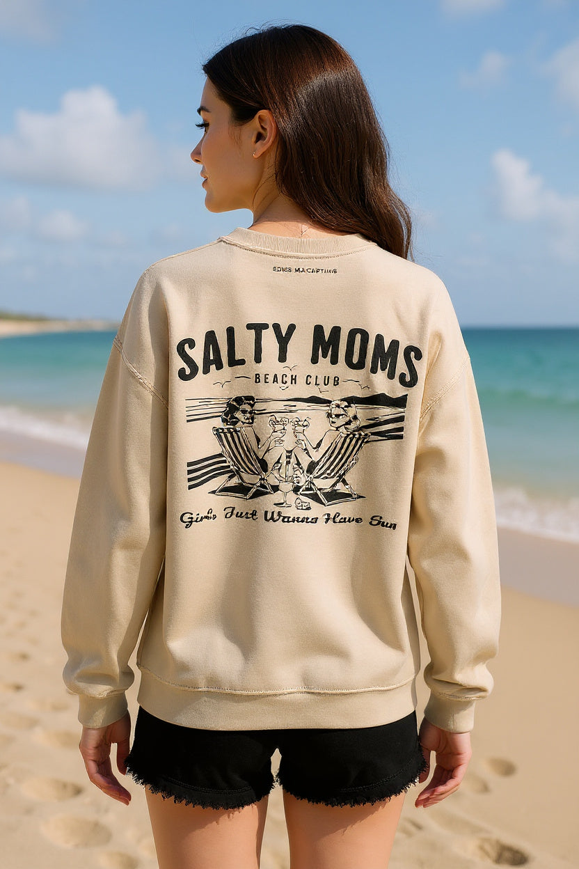 Salty Moms Beach Club Crew Sweatshirt