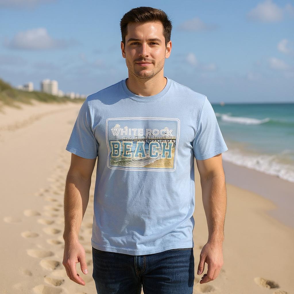 White Rock Pier Tee Light blue