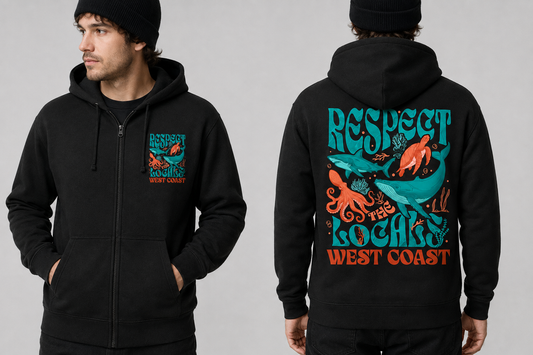 Respect the Locals WEST COAST Zip Up Hoodie