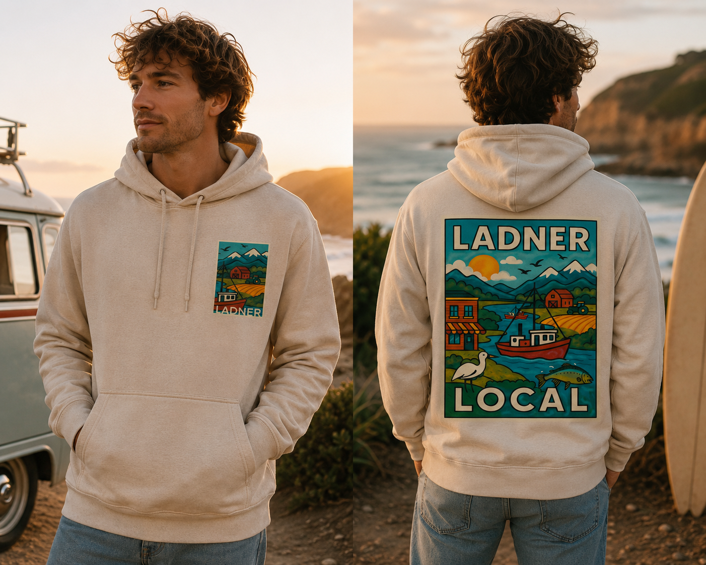 LADNER LOCAL Hoodie (Dark Green & Sand)