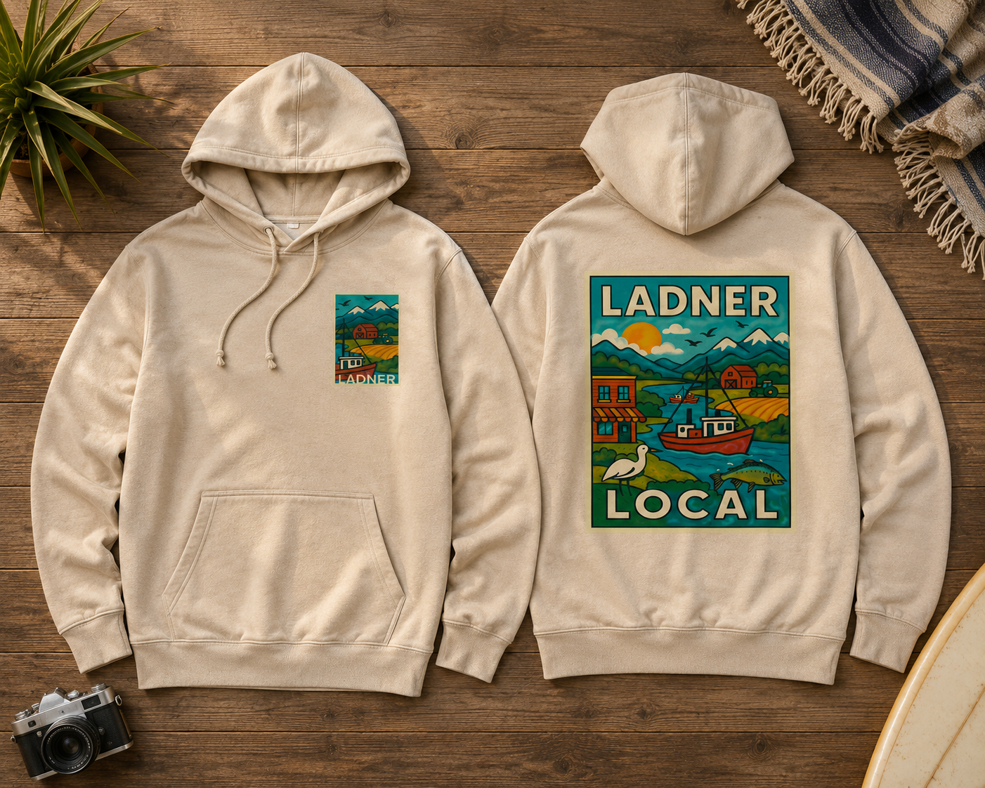 LADNER LOCAL Hoodie (Dark Green & Sand)