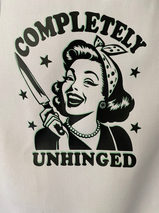 Completely Unhinged Apron (White)