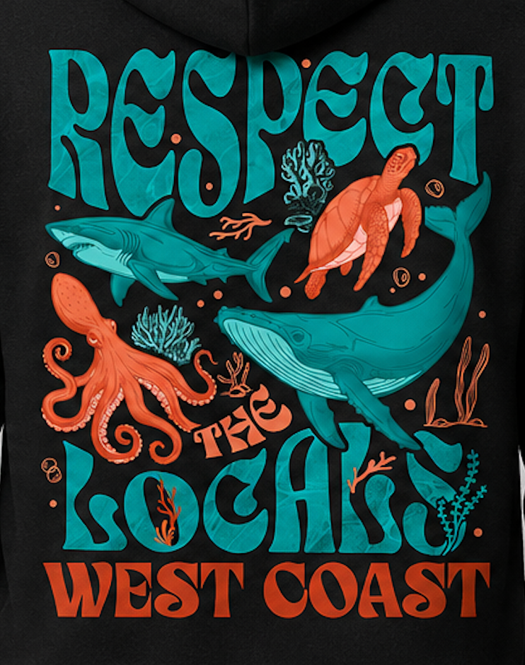 Respect the Locals WEST COAST Zip Up Hoodie